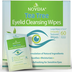Toallitas NOVEHA para ojos con aceite de árbol de té, limpieza suave.