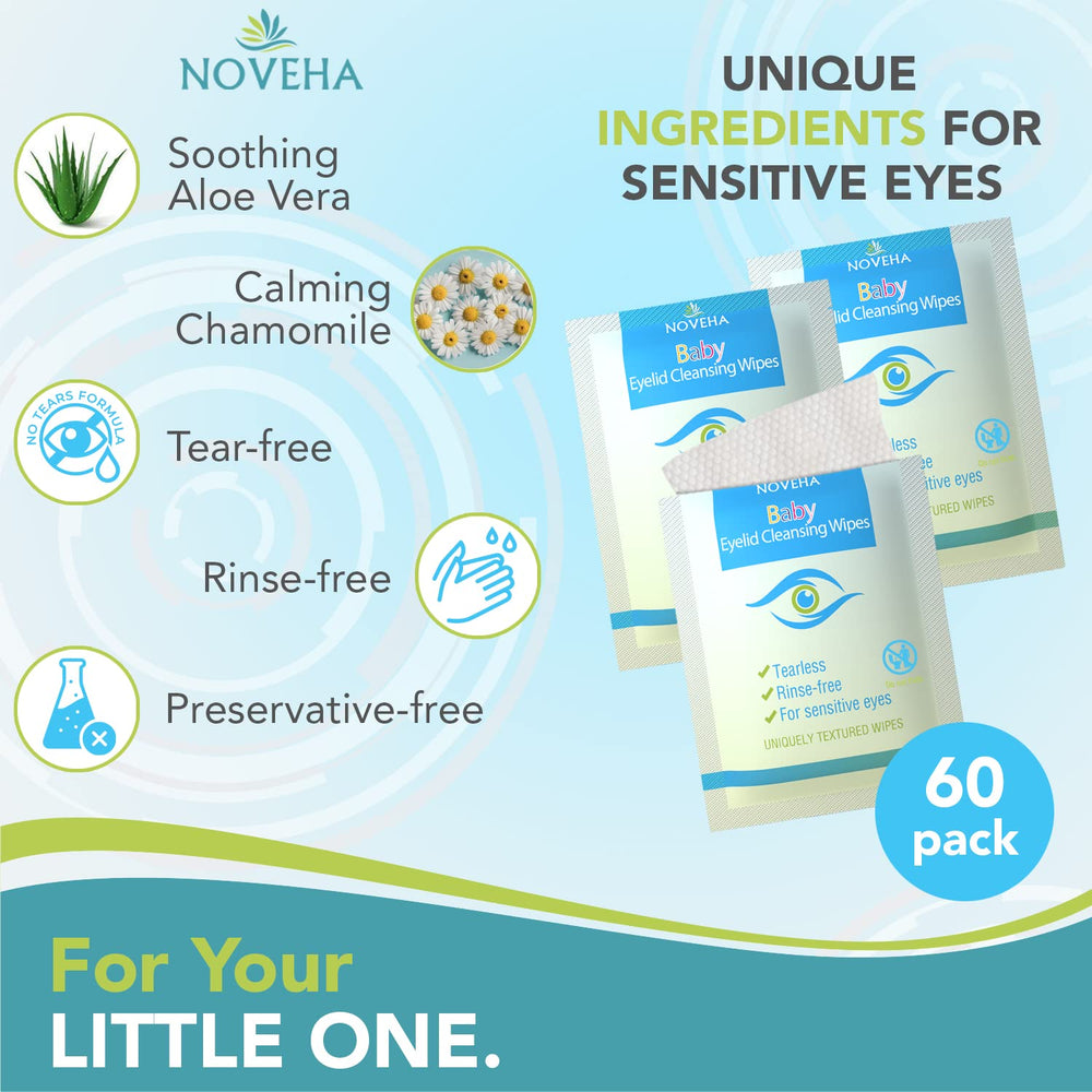 NOVEHA toallitas ojos bebé limpieza suave para párpados sensibles