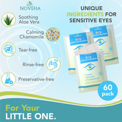 NOVEHA toallitas ojos bebé limpieza suave para párpados sensibles