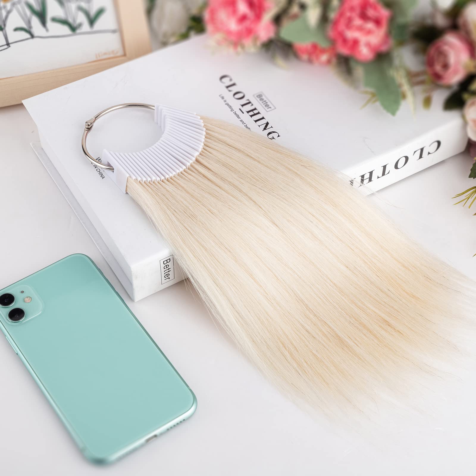 Noverlife swatches support curling, straightening, washing, and repeated color testing.