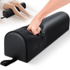 Noverlife 3/4 round bolster on a massage table provides versatile support.