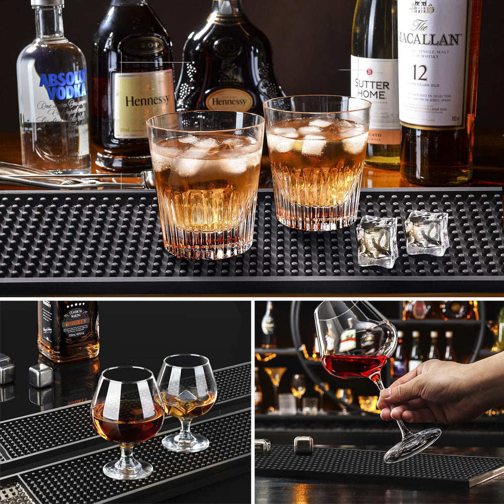 Noverlife bar mats at a station setup image illustrating surface protection for glassware