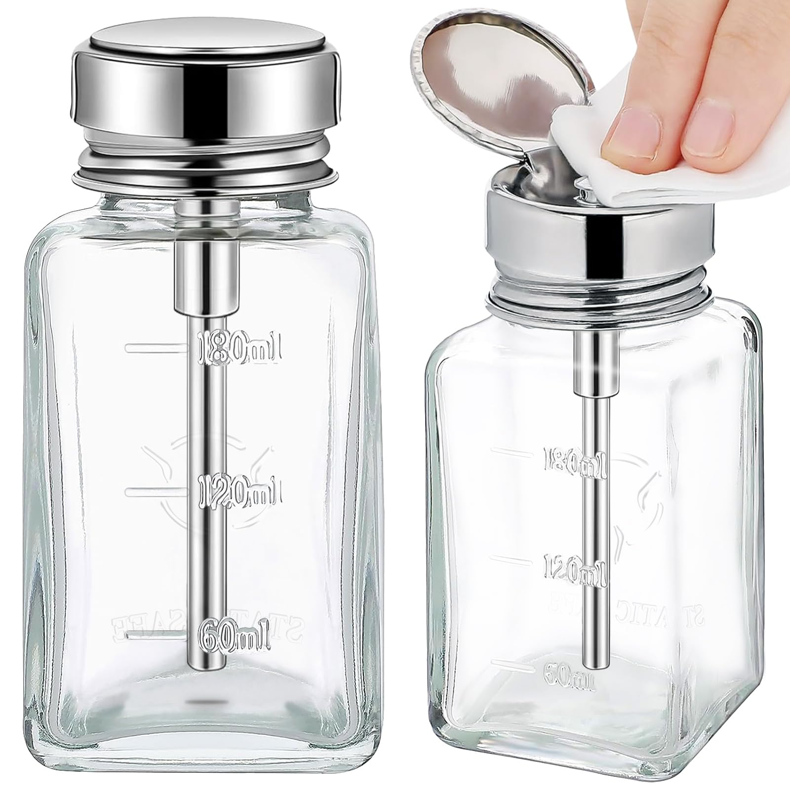 Noverlife botellas dispensador de vidrio 180 ml, dosificación precisa para removedor.