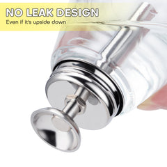 Noverlife clear glass pump bottle with cap enables quick, controlled remover dosing.