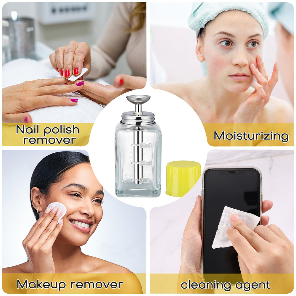 Noverlife clear glass remover bottle lets you monitor liquid level.