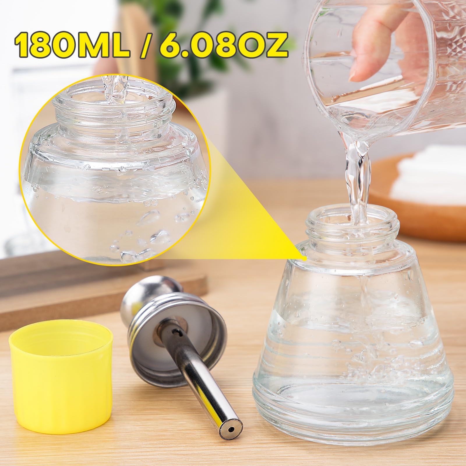 Noverlife transparent glass bottle helps you see remover levels at a glance.