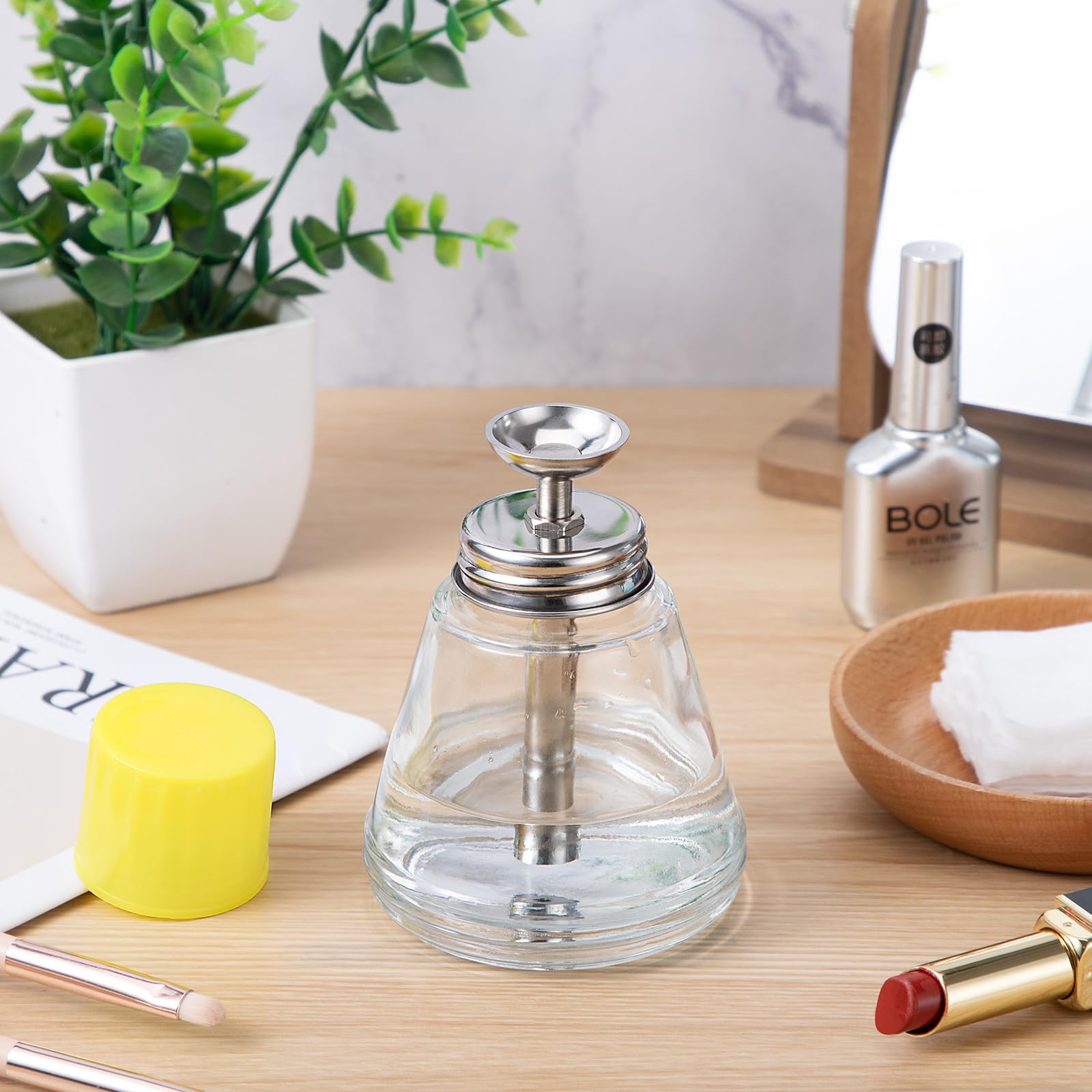 Noverlife versatile bottle stores nail remover, lotion, or makeup remover.