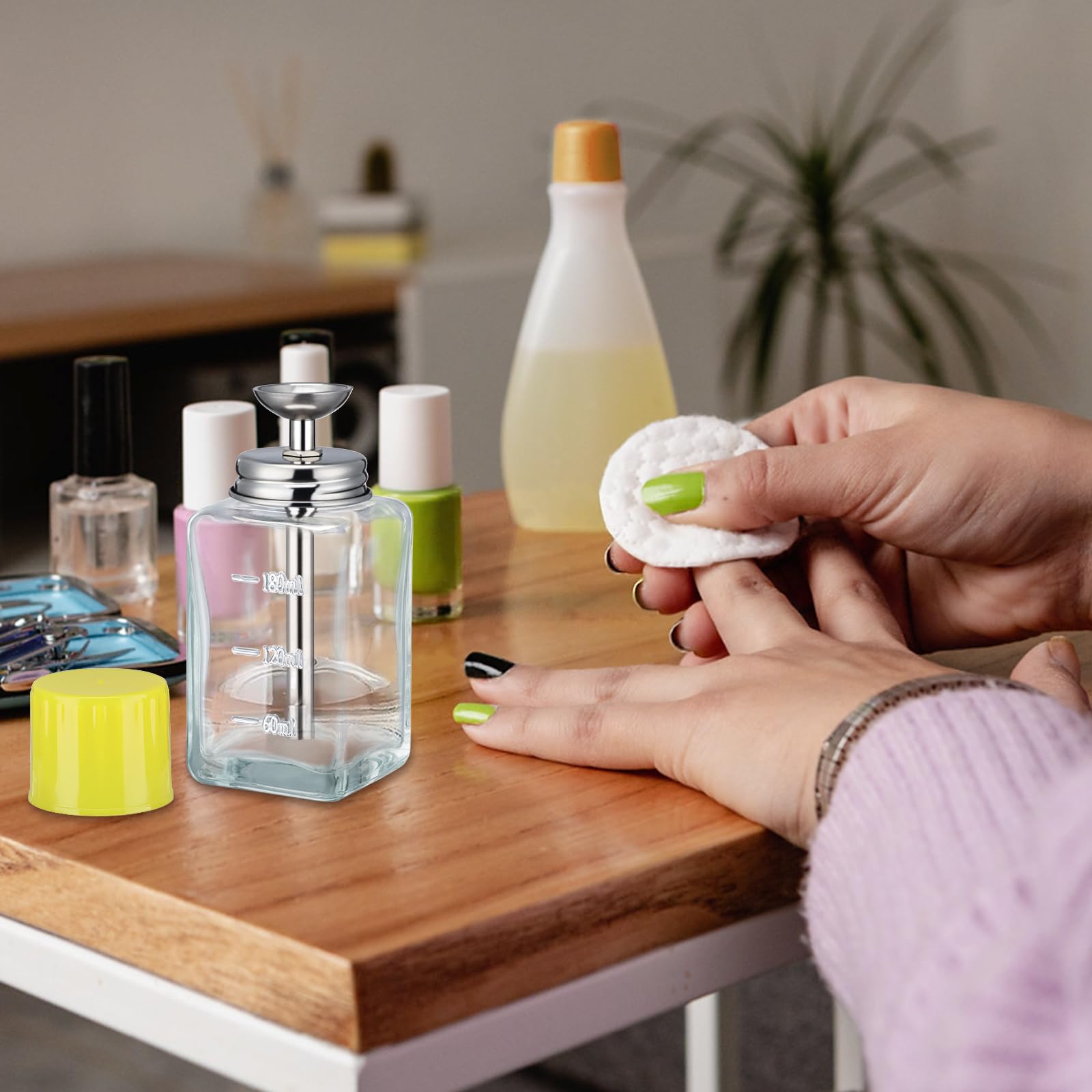 Noverlife refillable bottle for nail care liquids prevents waste.