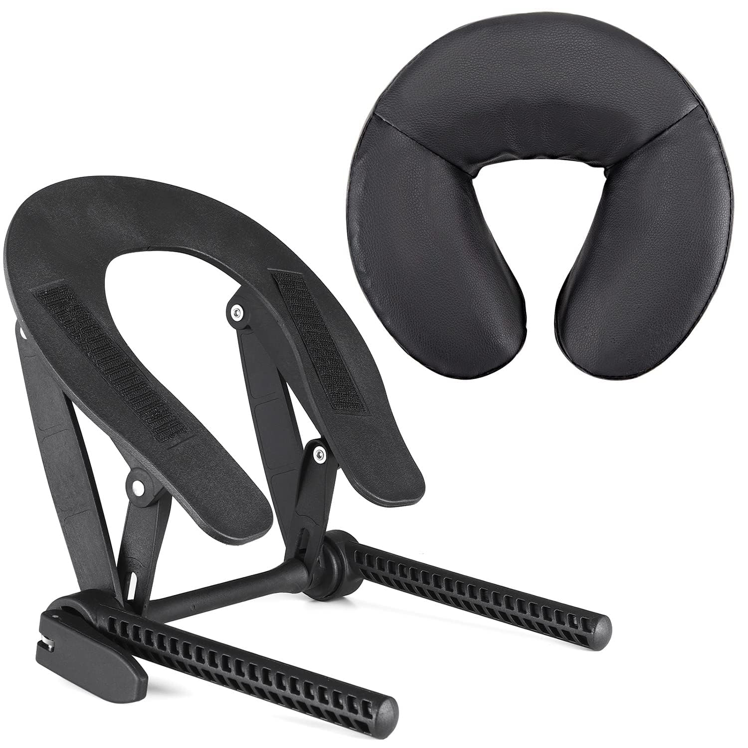 Noverlife universal head rest cradle on a massage table showing adjustable fit for clients