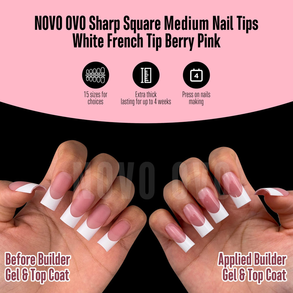 NOVO OVO 15-size nail tips collection fits various nail beds.