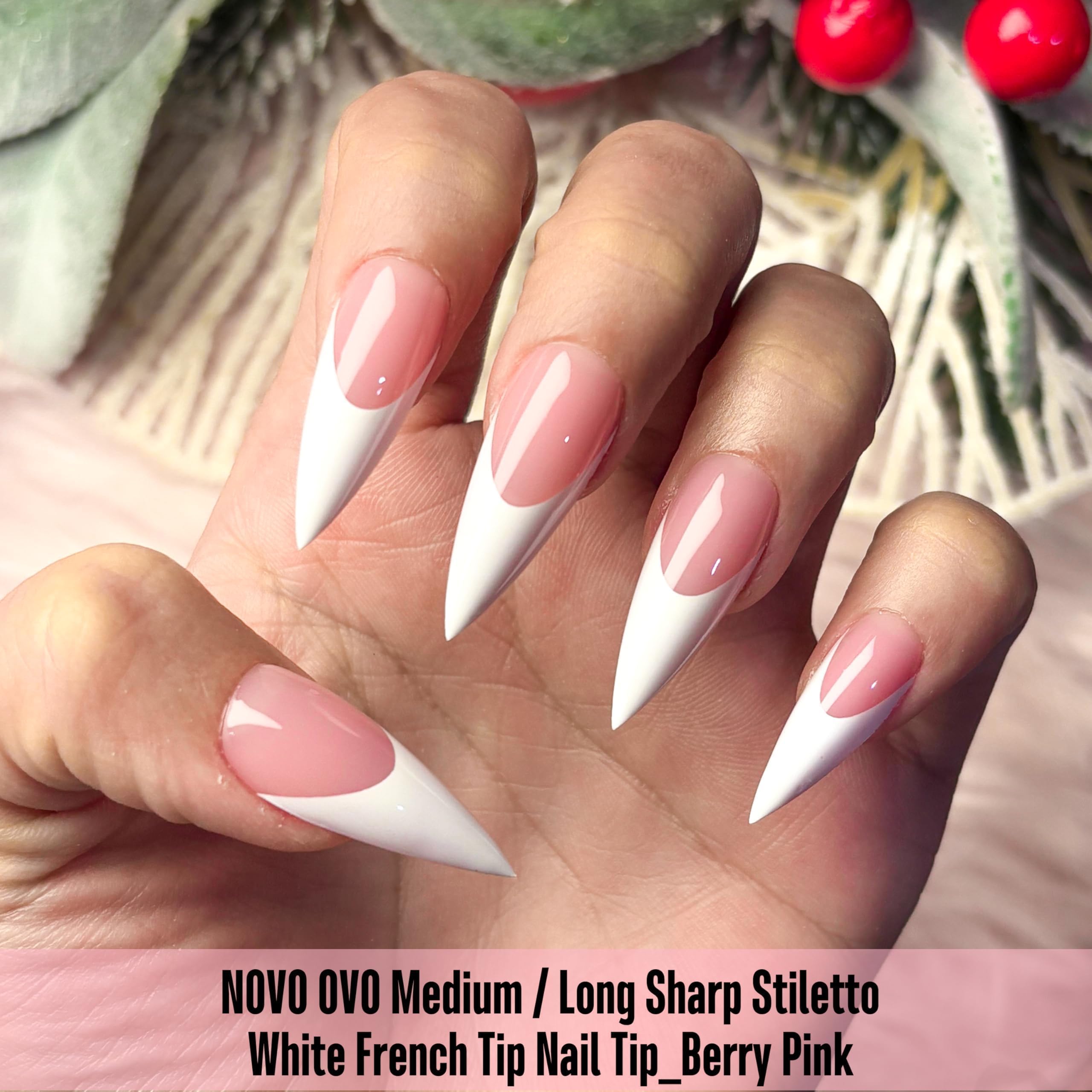 NOVO OVO berry pink soft gel nail tips ideal for easy DIY extensions.