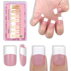 NOVO OVO old school wide white French tip nails for a chic at-home manicure.