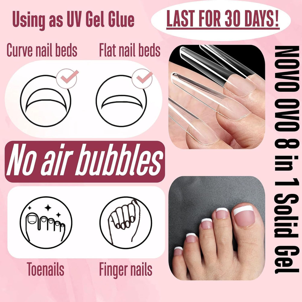 NOVO OVO pegamento uñas curado con lampara UV sin dolor.