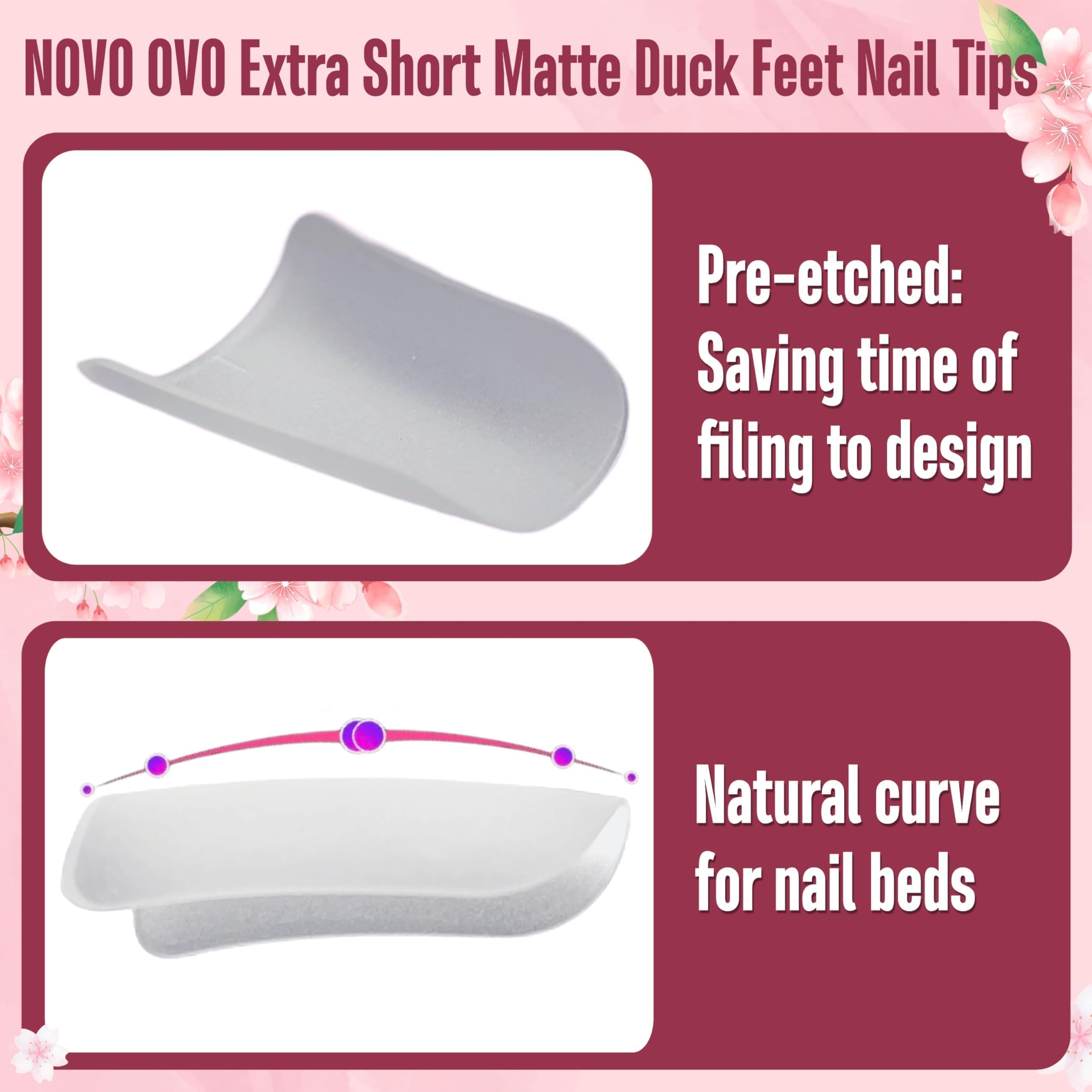 NOVO OVO puntas pato translúcidas para acrílico, acabado natural