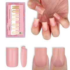 NOVO OVO baby pink short sharp square nail tips for quick at-home manicure