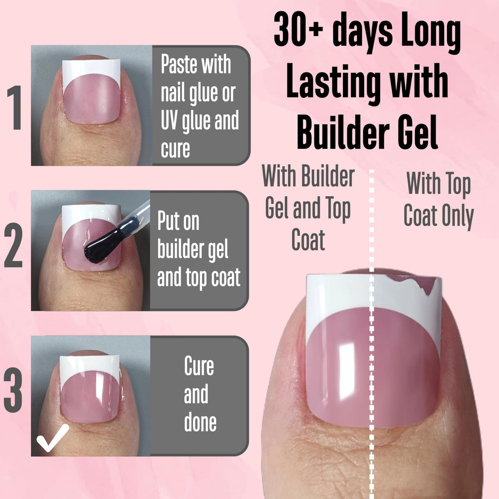 NOVO OVO berry pink soft gel tips for quick DIY pedicure