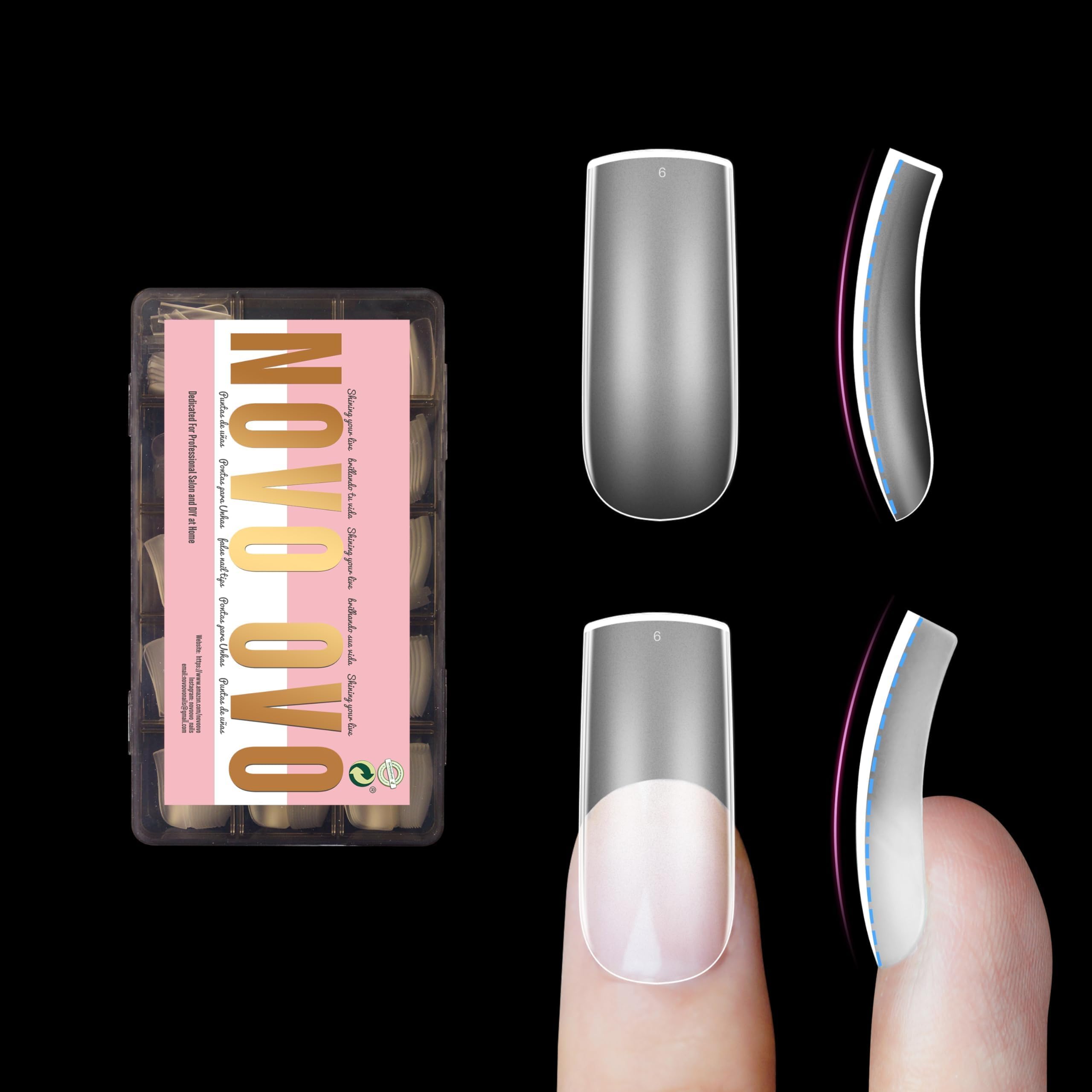 NOVO OVO tapas uñas curvas cobertura completa, diseño suave y duradero.