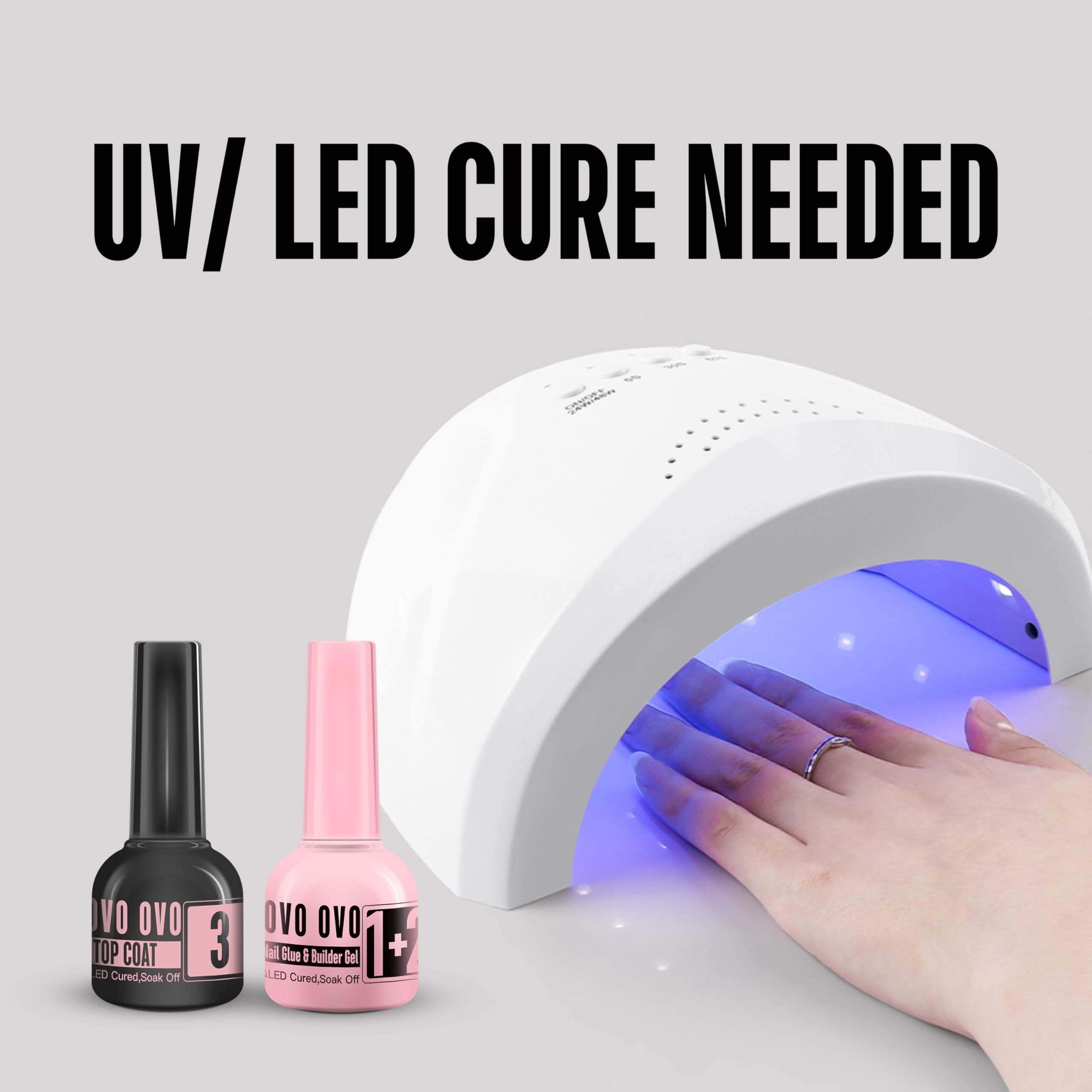 Tips de uñas NOVO OVO pre-disenados para un acabado profesional rápido