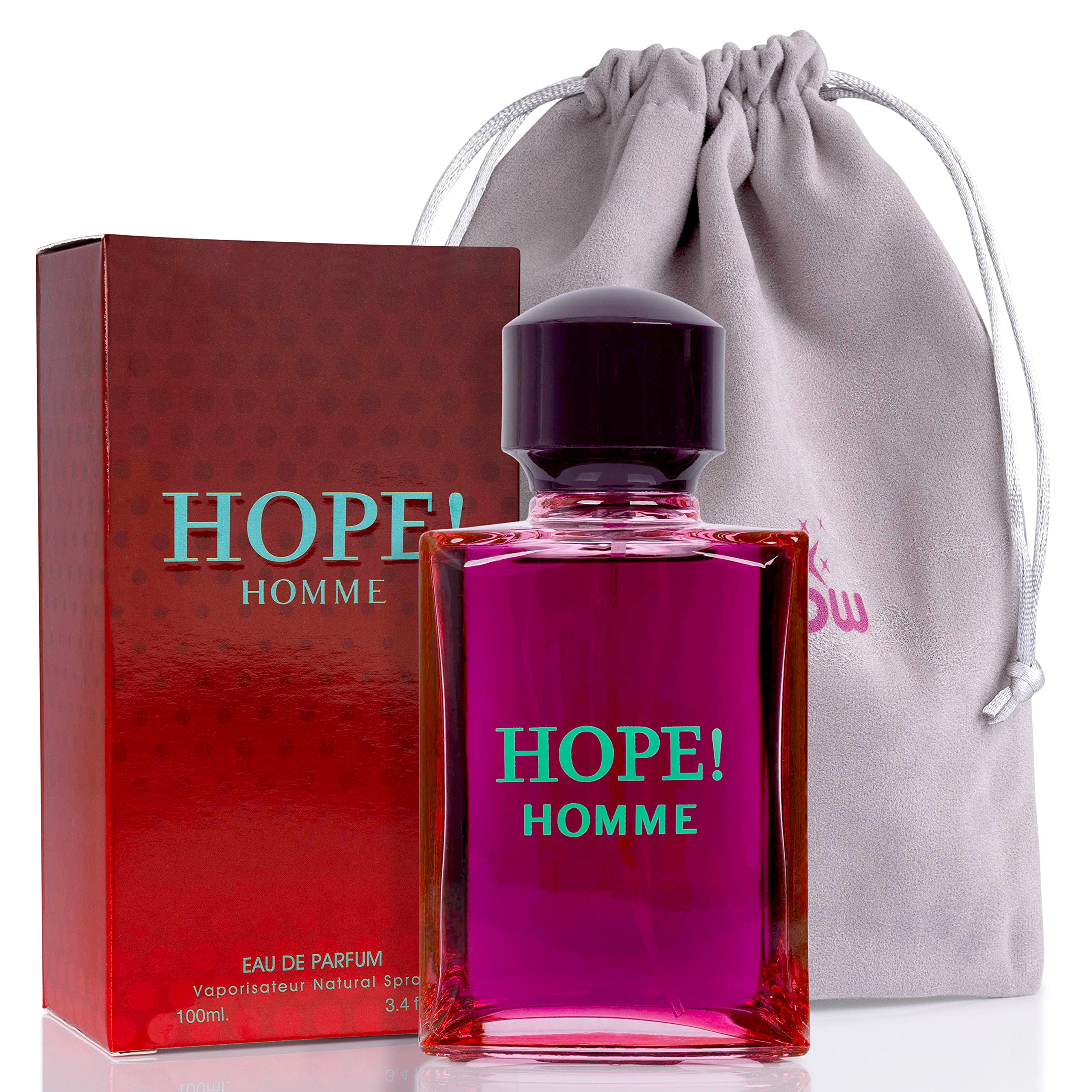 NovoGlow Hope Homme bottle front, premium daily scent for confidence