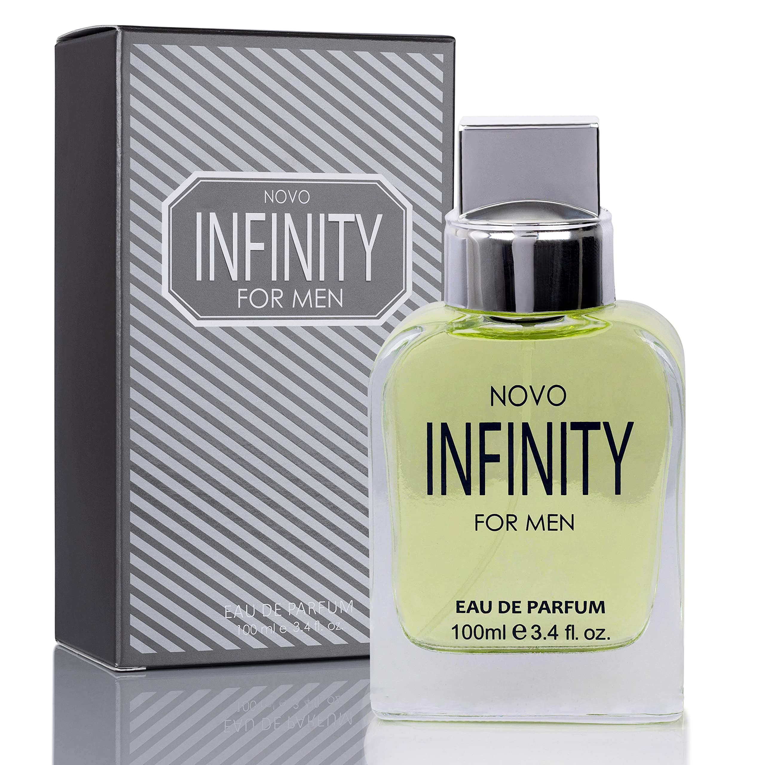 NovoGlow Infinity for Men bottle front view with fresh citrus feel