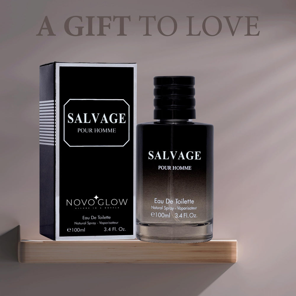 NovoGlow Salvage bottle on shelf demonstrates versatile daily fragrance for work.