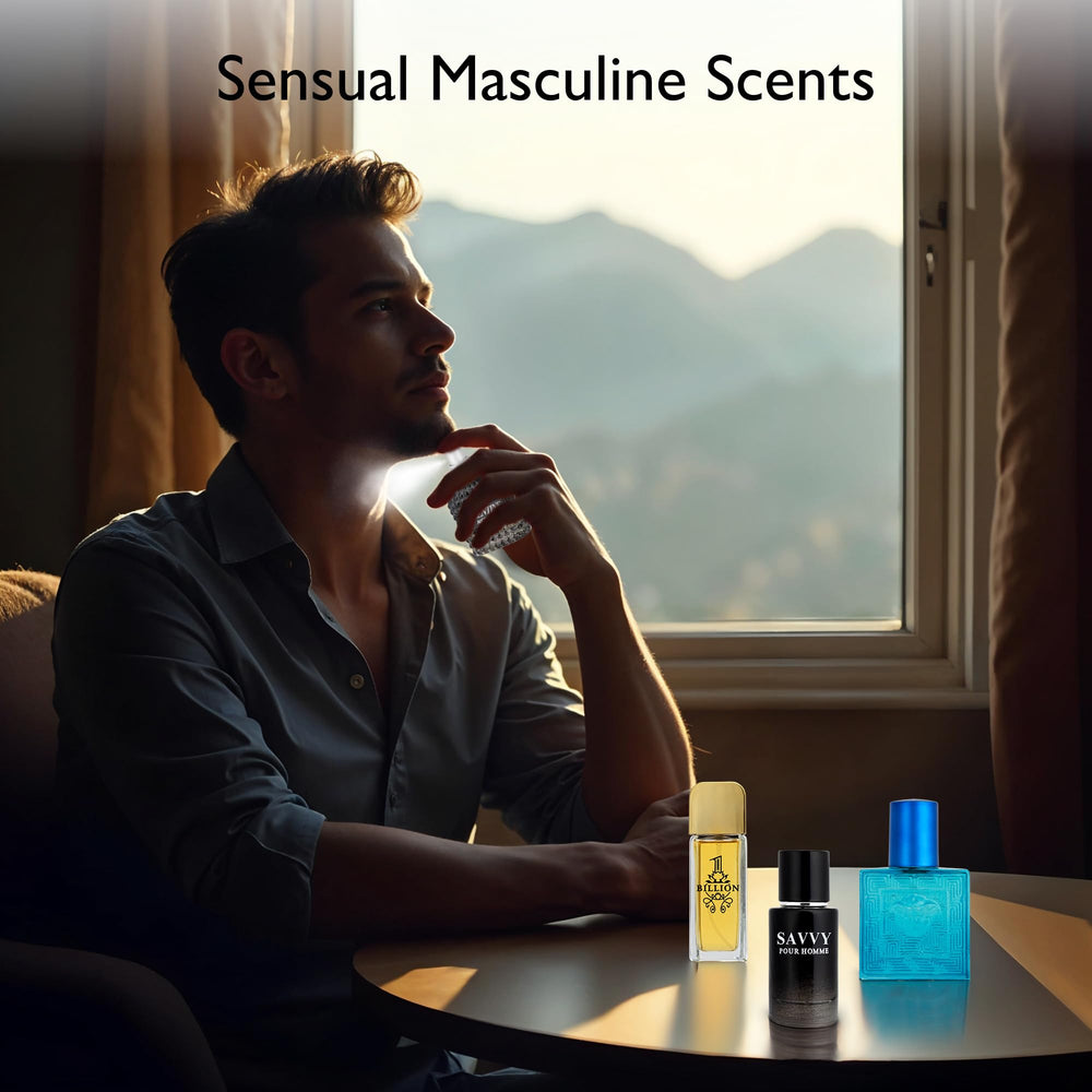 NovoGlow Signature Scent 1 Billion bottle close up with bold woody-spicy vibe
