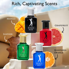 NovoGlow Solo Blue bottle presents a fresh citrus note with a crisp, modern edge.