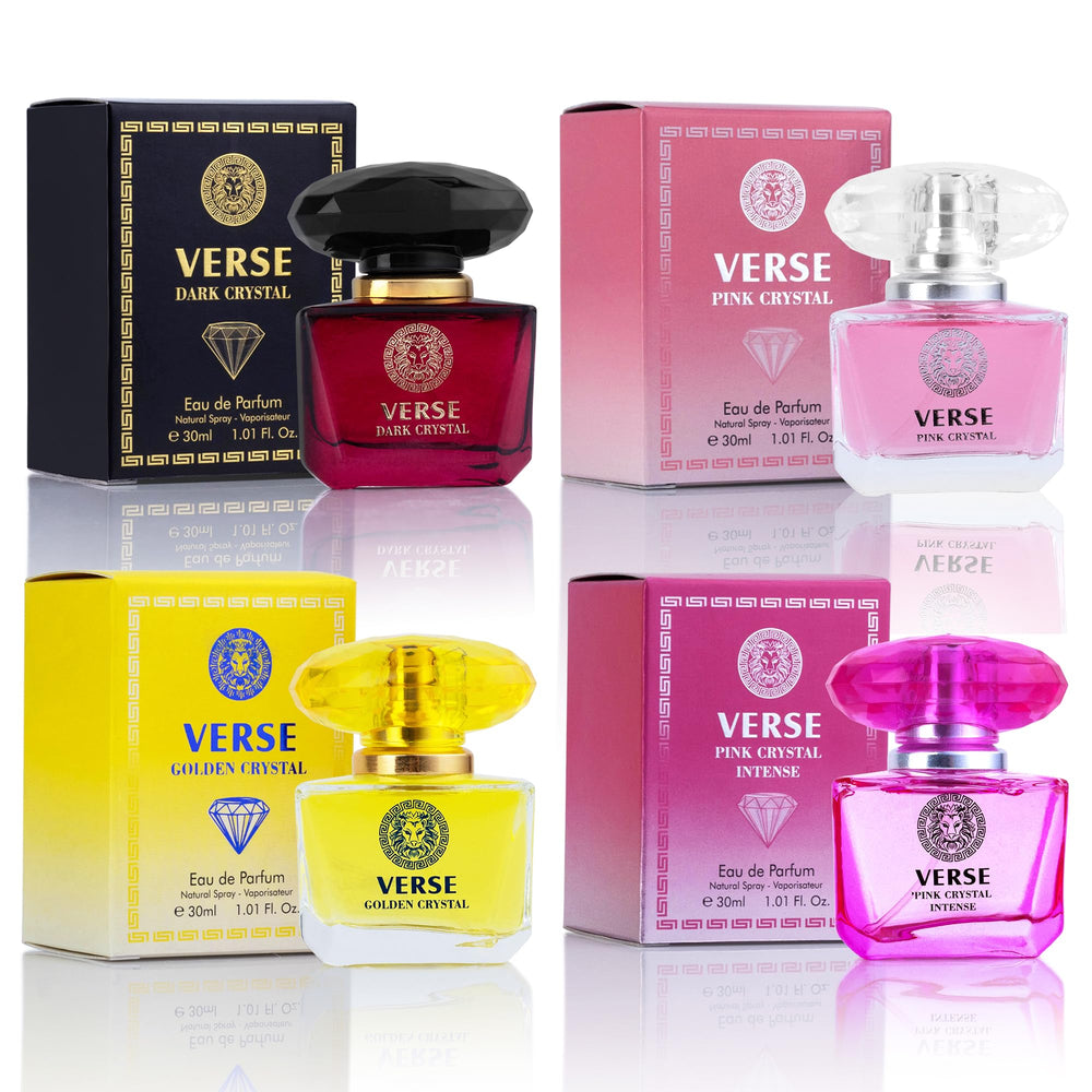 NovoGlow Verse Golden Crystal bottle for day-to-night wear.