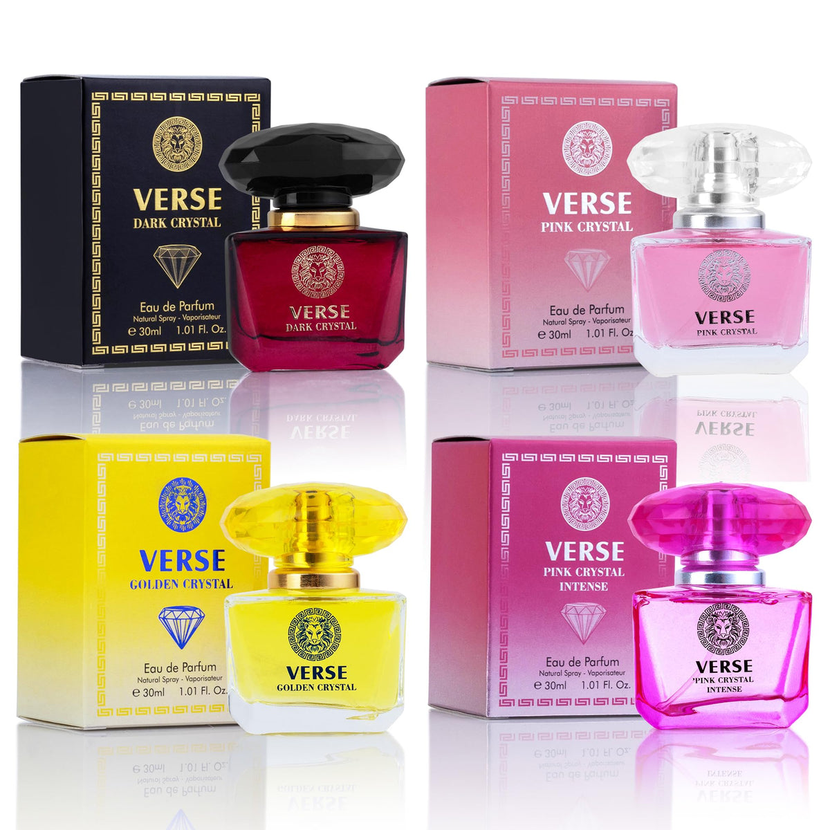 NovoGlow Verse Golden Crystal bottle for day-to-night wear.