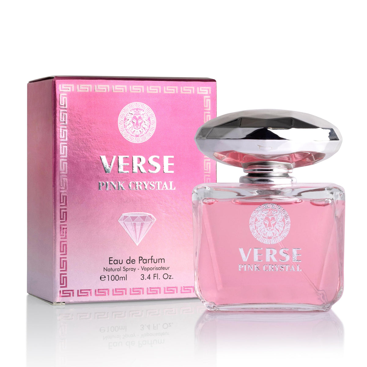 NovoGlow Verse Pink Crystal bottle front for everyday elegance