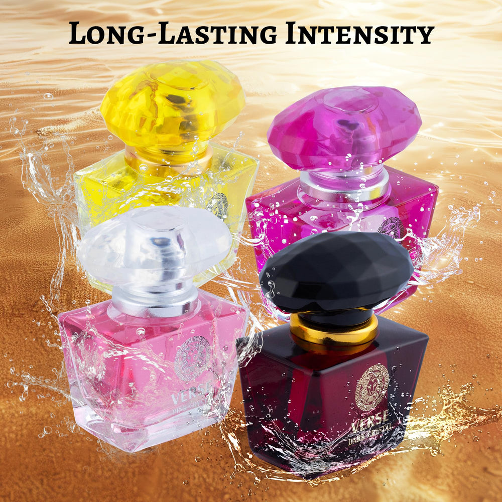 NovoGlow Verse Pink Crystal bottle delivers soft daily fragrance.