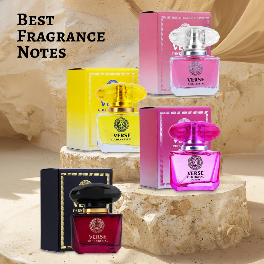 NovoGlow Verse Pink Crystal Intense bottle sparks confident daytime scent.