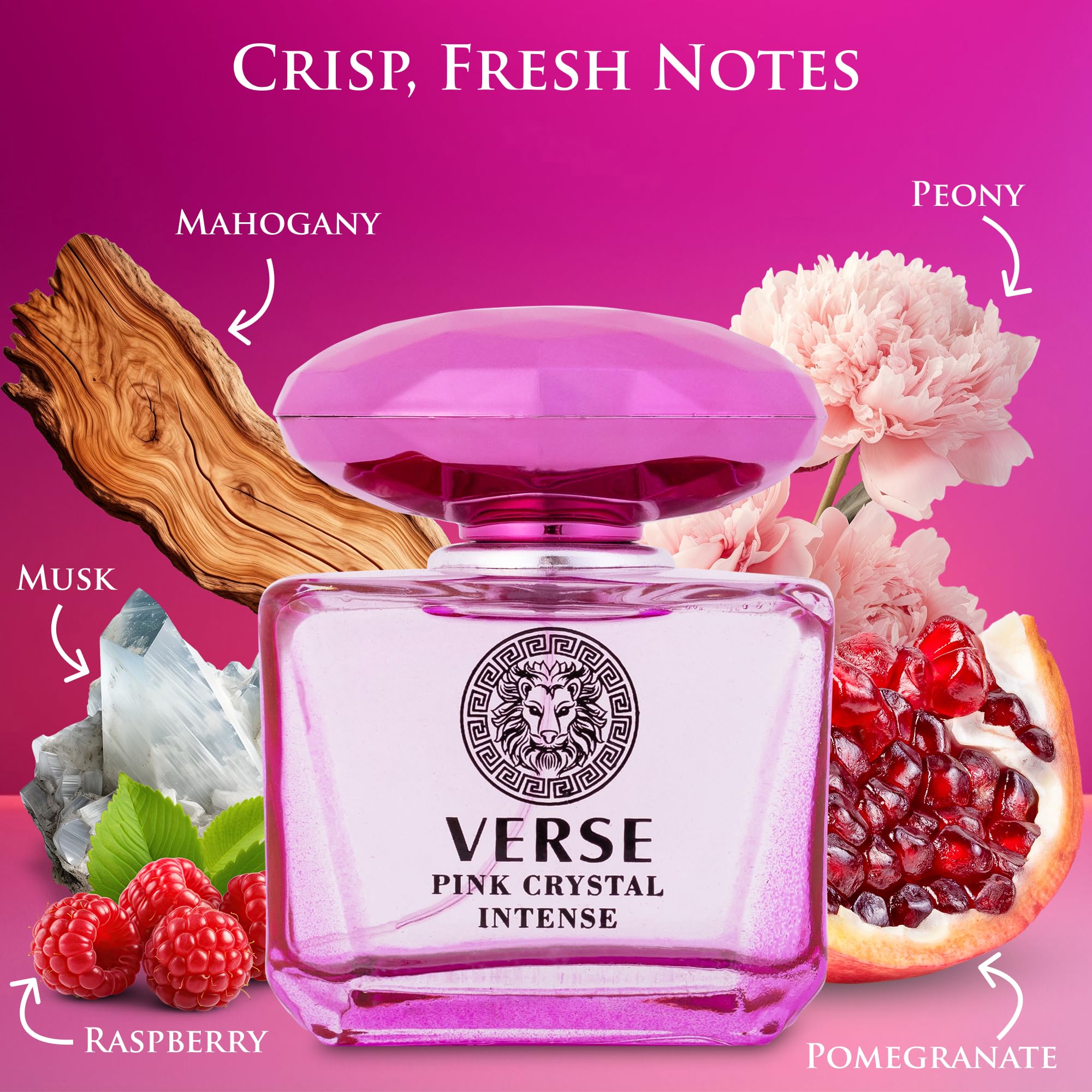 NovoGlow Verse Pink Crystal Intense top-notes opening with pomegranate and yuzu