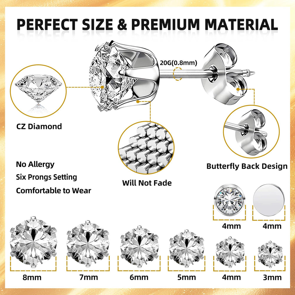 Pendientes CZ de Novopiercing en 12 pares para estilo rápido
