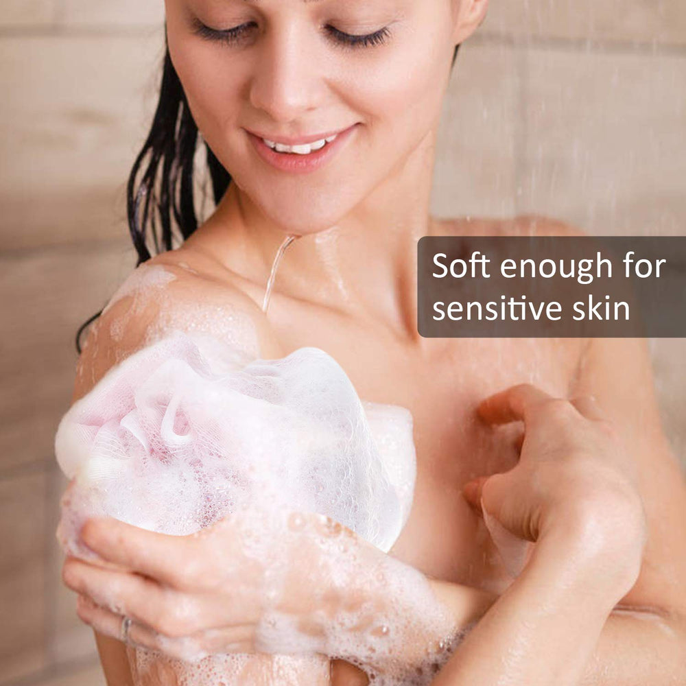 Novosun loofah sponge pink gradient pack adds color with soft cleansing.