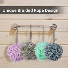 Novosun psychedelic green loofah pack with premium mesh and quick-dry features.