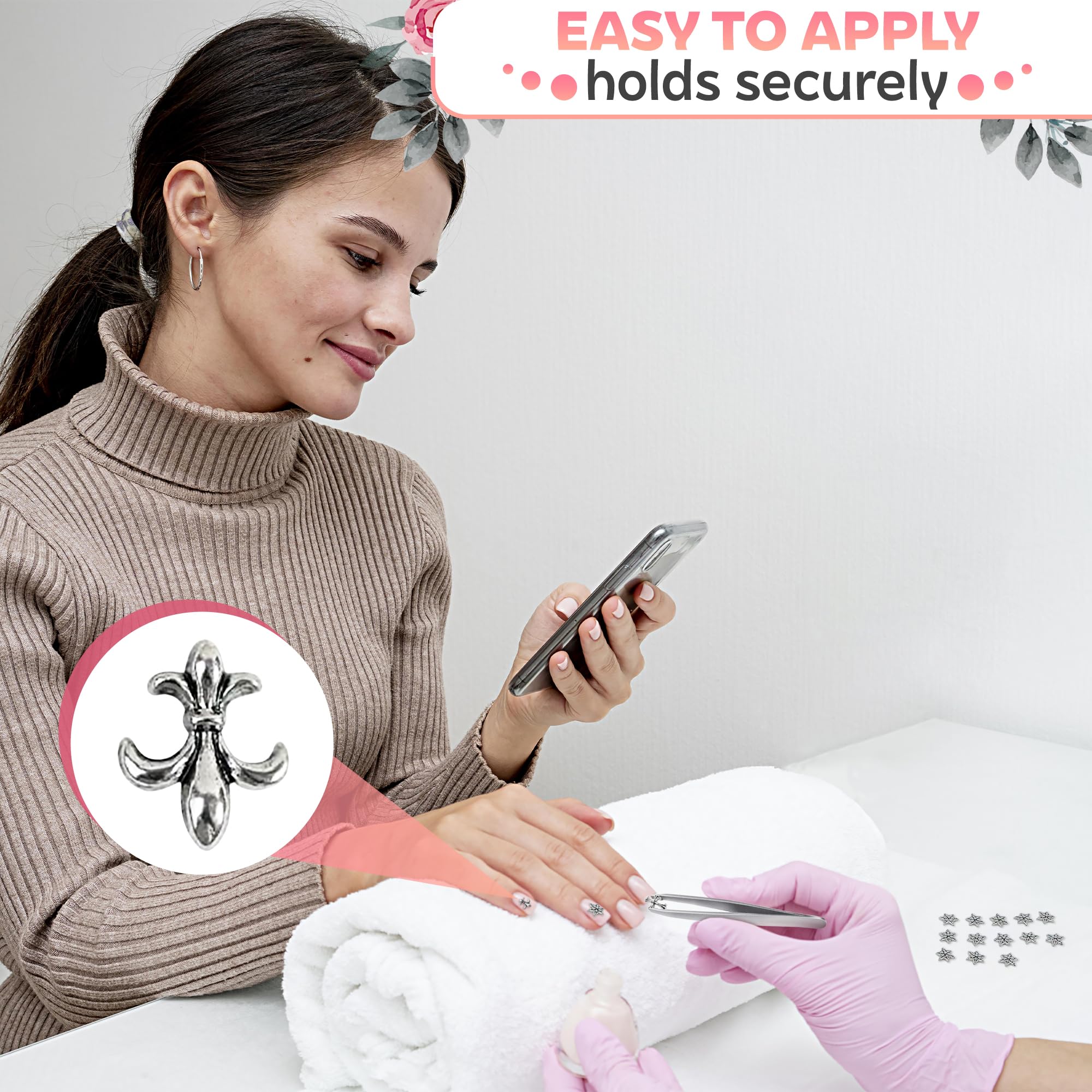 Novsix silver crosses add subtle sparkle to any manicure