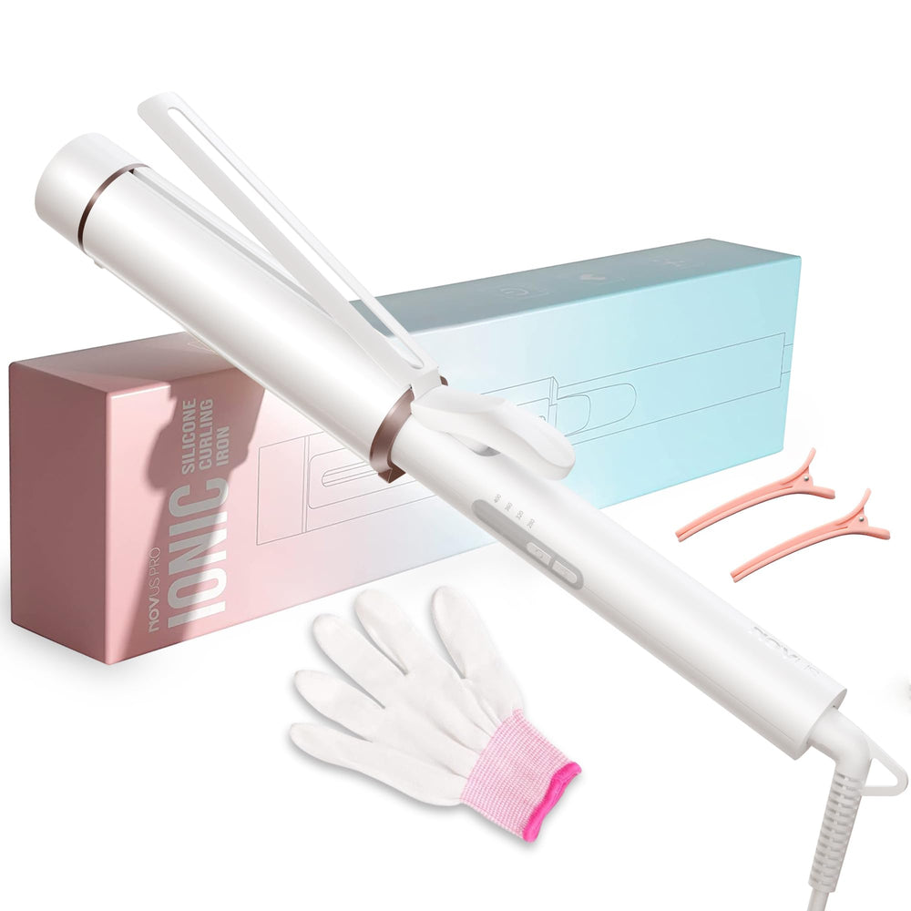 NOVUSPRO curling wand with 1.5 inch extra-long barrel for long hair and natural curls