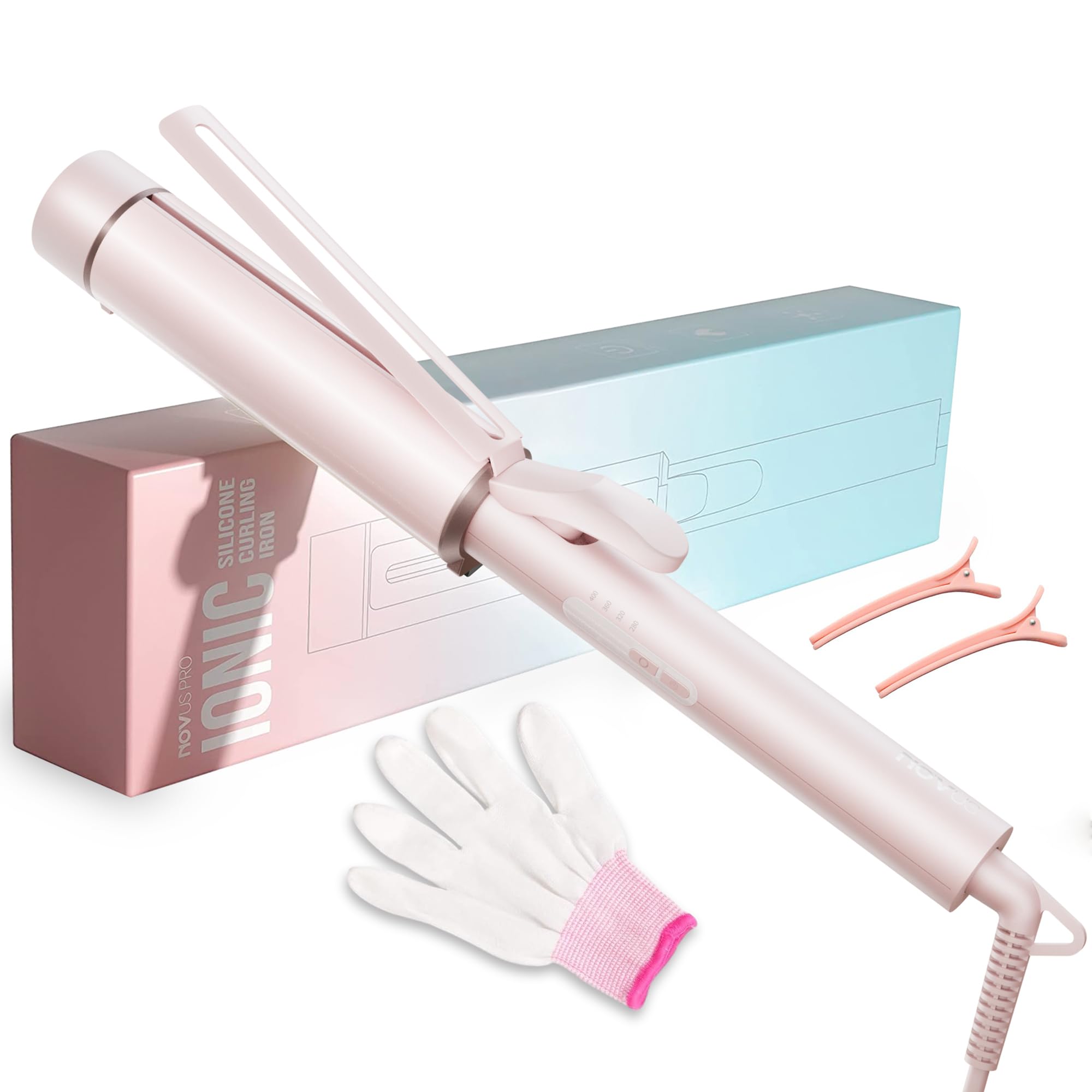 NOVUSPRO 1.5-inch extra-long barrel curling wand for natural-looking curls that last.