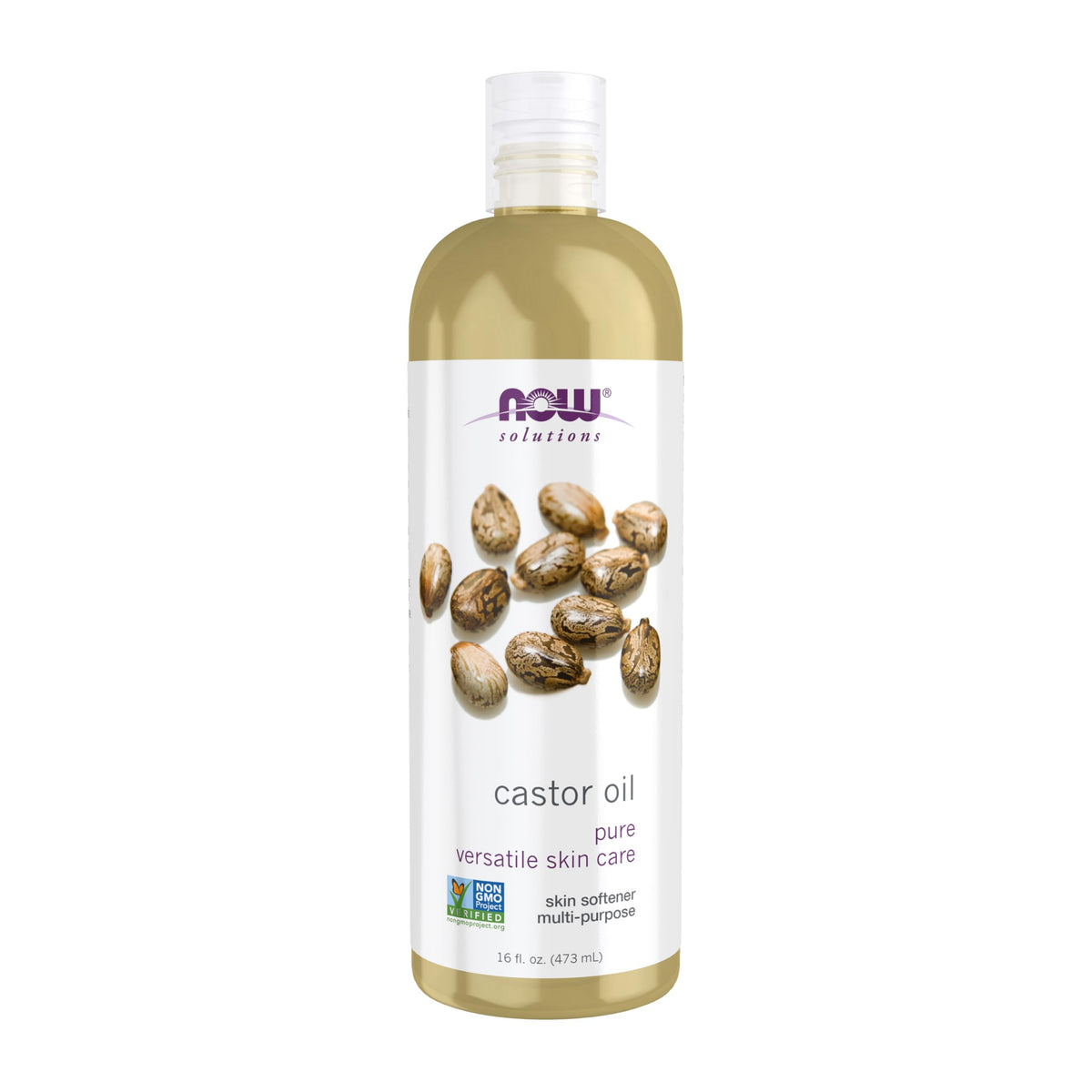 NOW Foods Castor Oil 16oz bottle moisturizes and softens skin naturally