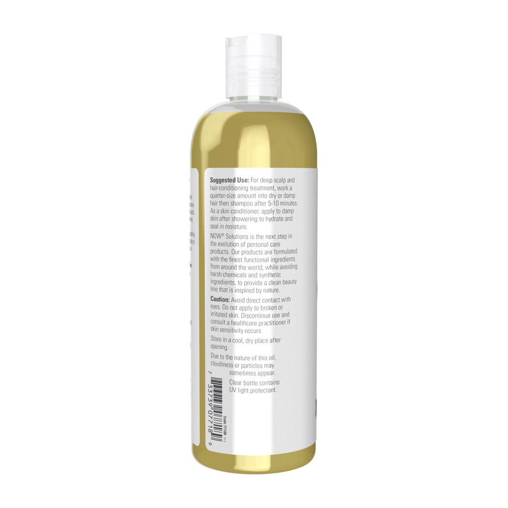 Pouring NOW Foods Jojoba Oil into the hand for quick absorption