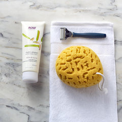 NOW Foods Nutri-Shave allantoin-hyaluronic-acid pairing suggests soothing, hydrating protection during grooming