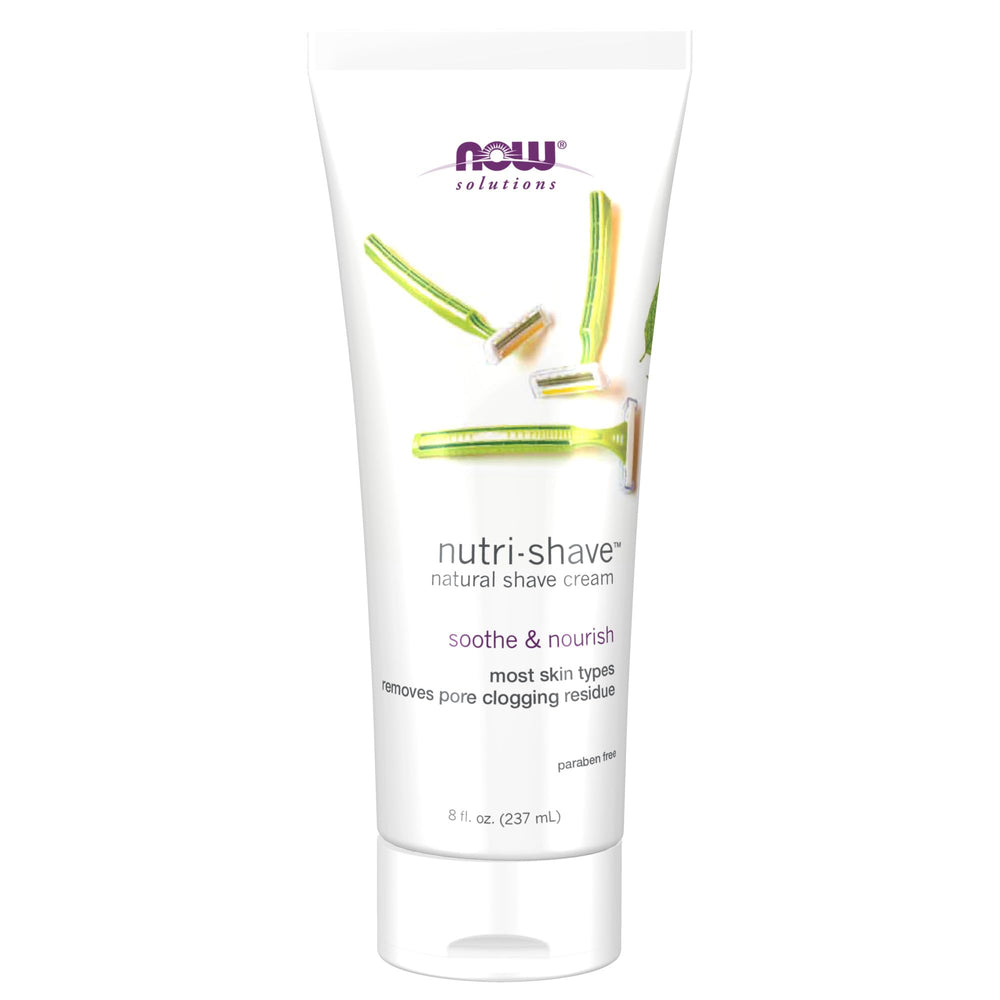 NOW Foods Nutri-Shave bottle pour demonstrates easy dispensing for a smooth shave