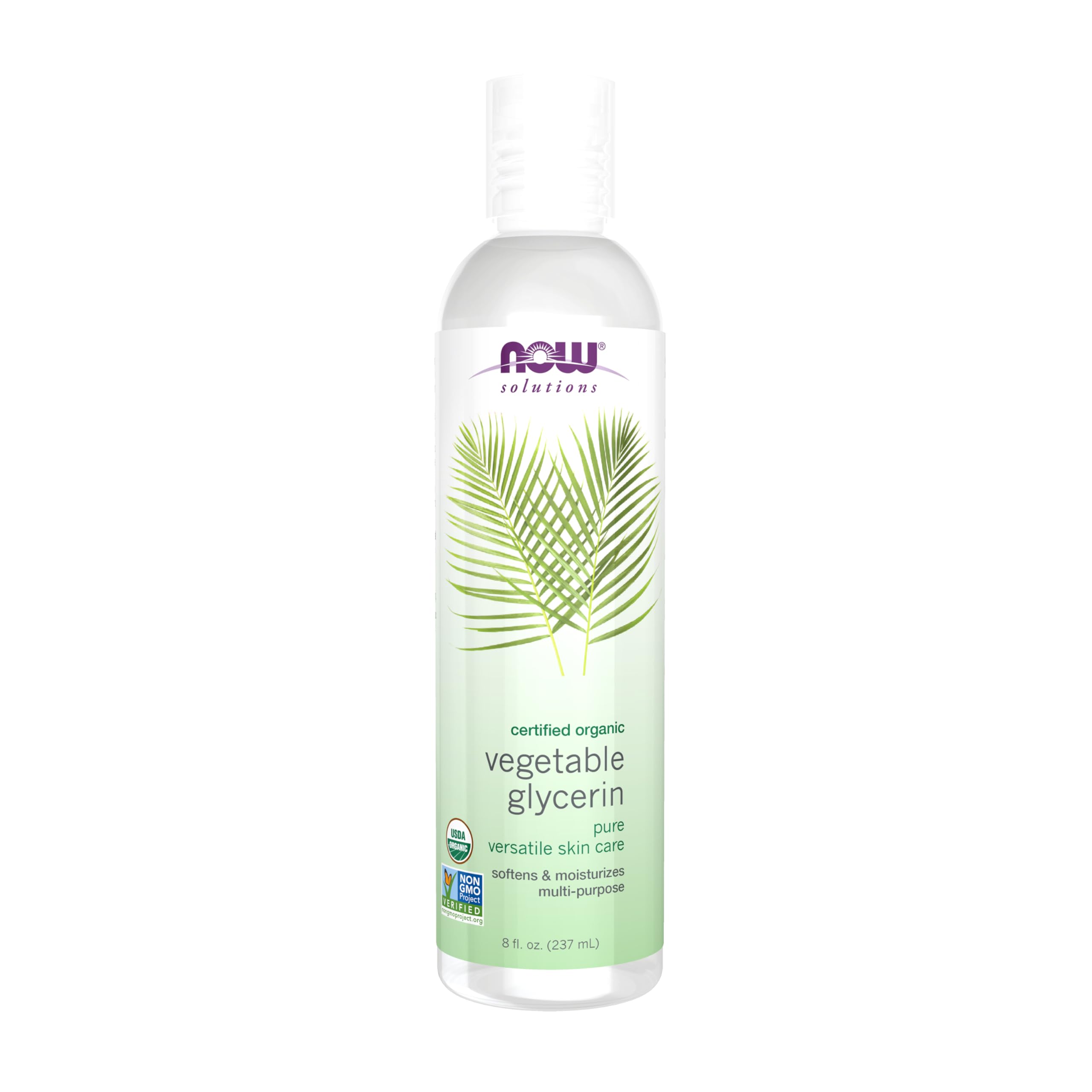 NOW Foods Organic Vegetable Glycerin bottle for pure moisturizing in skincare