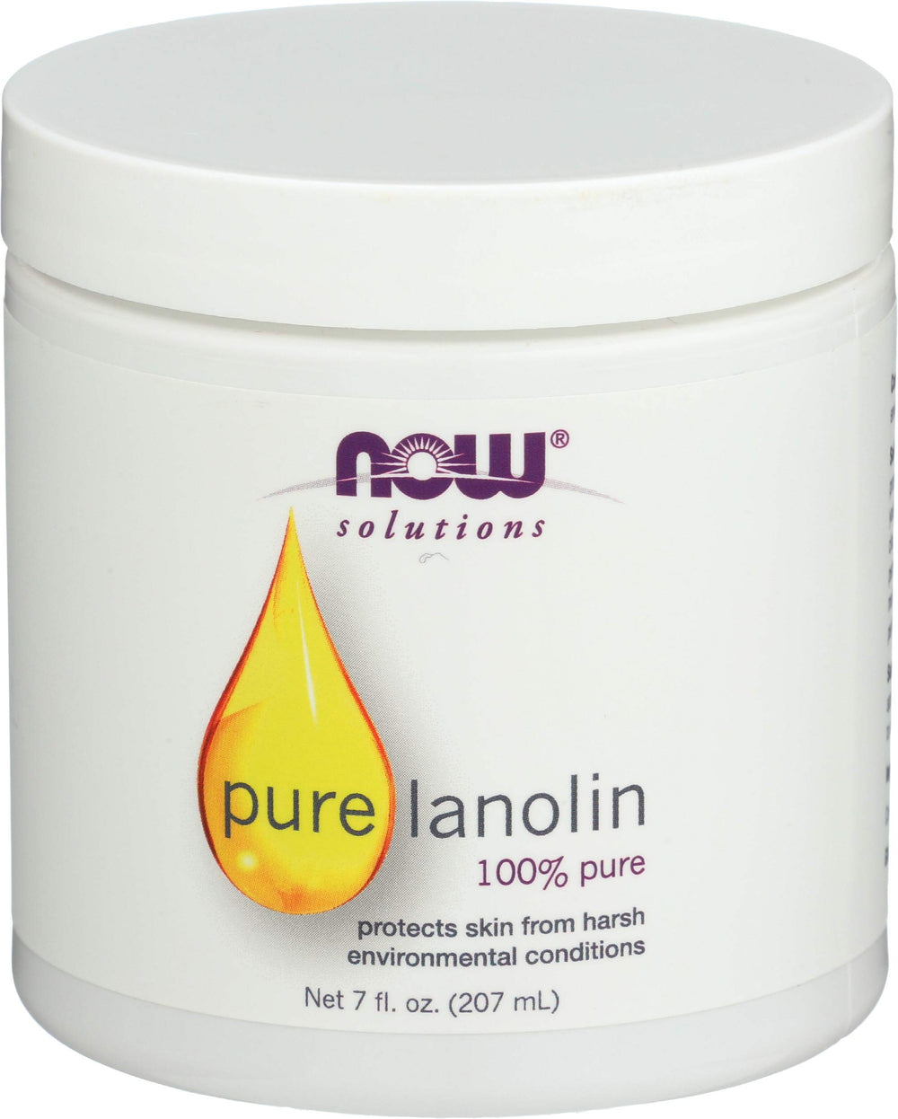 NOW Foods Lanolina pura en bote de 7 oz, formato práctico para hidratación diaria.