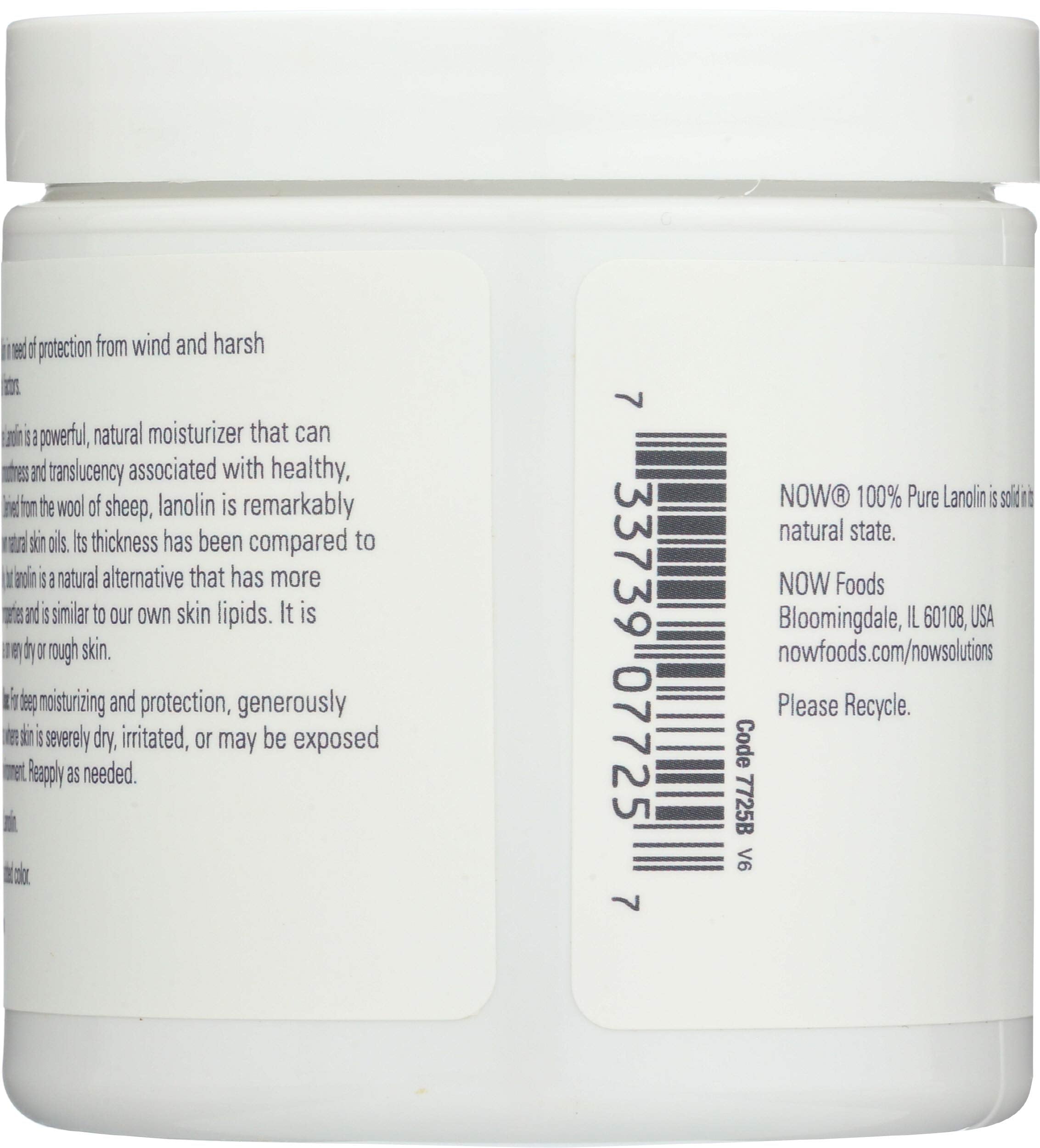NOW Foods Pure Lanolin, textura cremosa lista para hidratar piel seca.