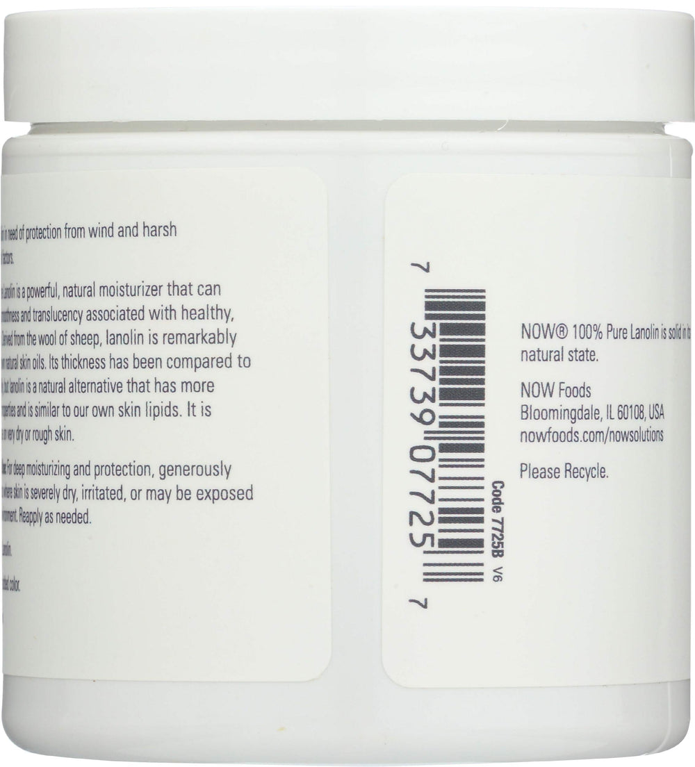 NOW Foods Pure Lanolin, textura cremosa lista para hidratar piel seca.