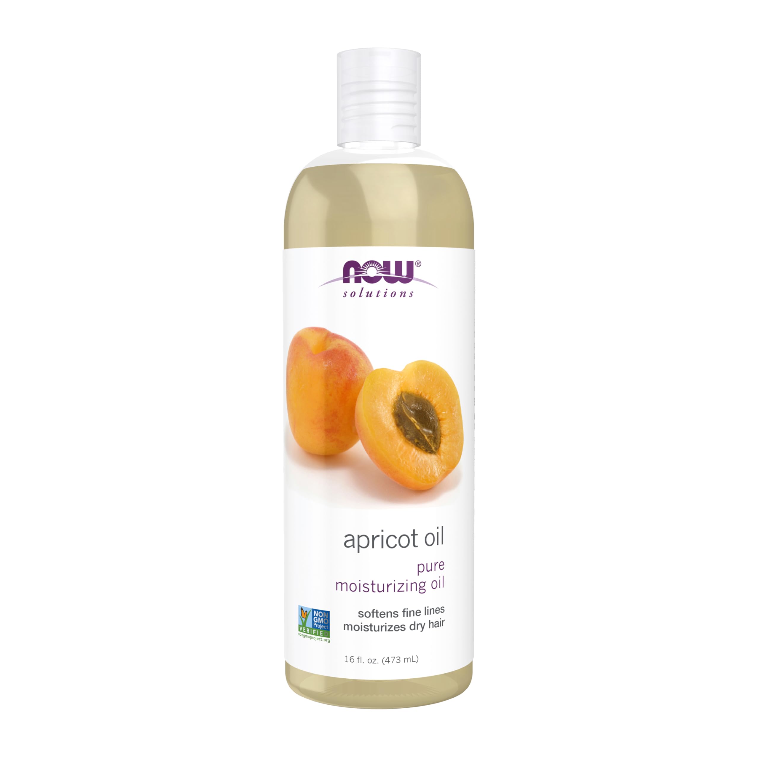 NOW Foods Aceite de Semilla de Albaricoque en botella transparente para cabello suave