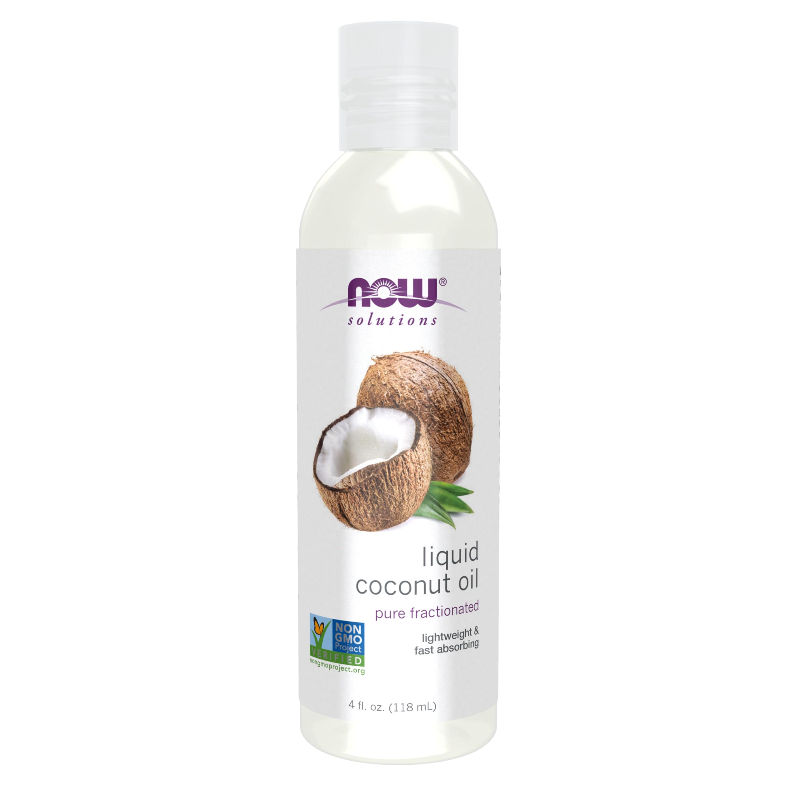 NOW Foods Solutions aceite de coco líquido en bote para hidratación diaria de la piel