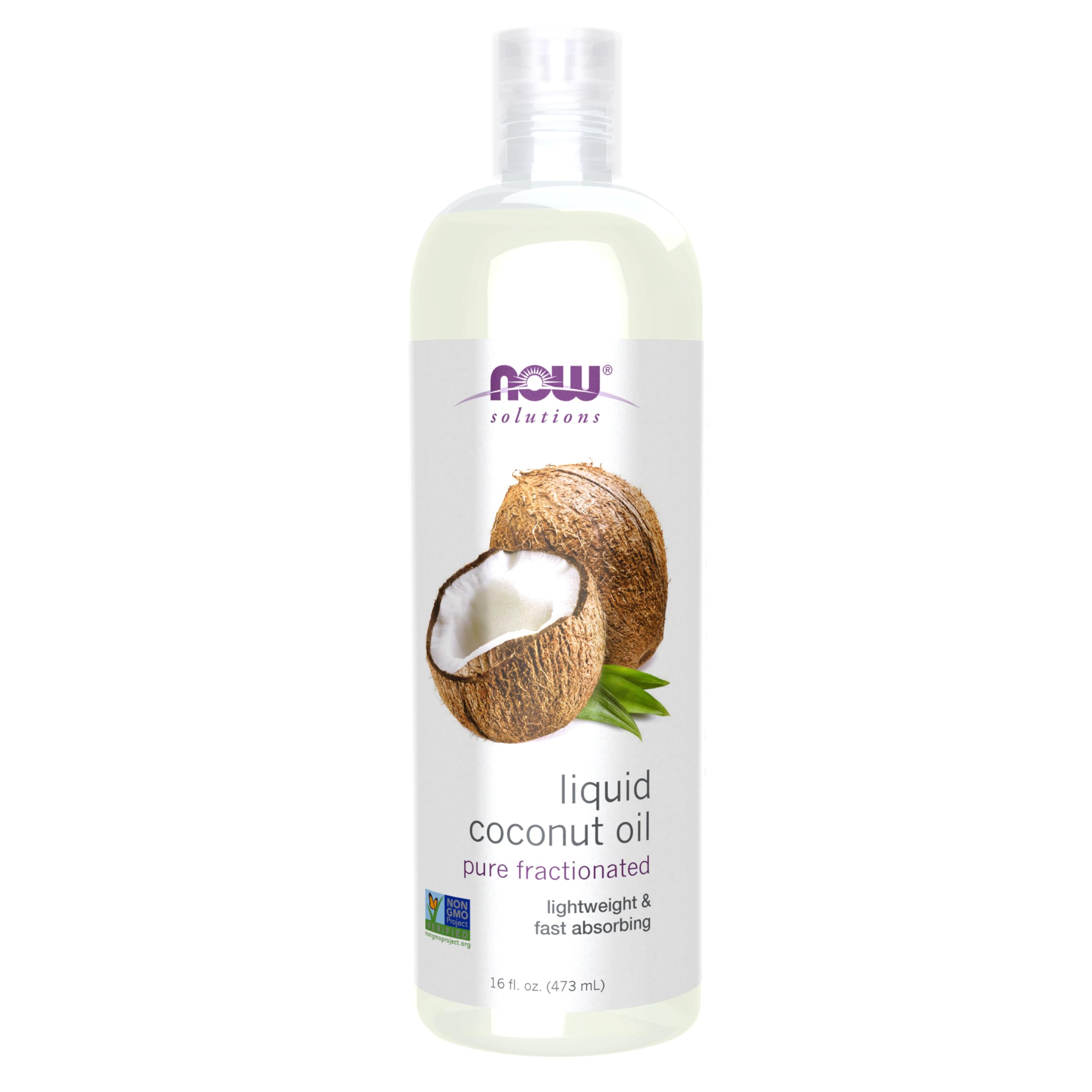 NOW Solutions Aceite de Coco Líquido: botella con protección UV para conservar la calidad